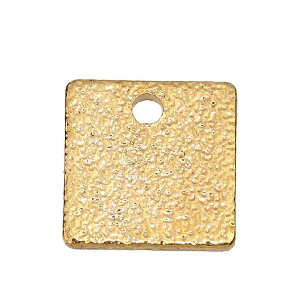 7933 10pc Plated Gold Copper Square Sparkledust Charms Pendants 8x8mm 3/8"